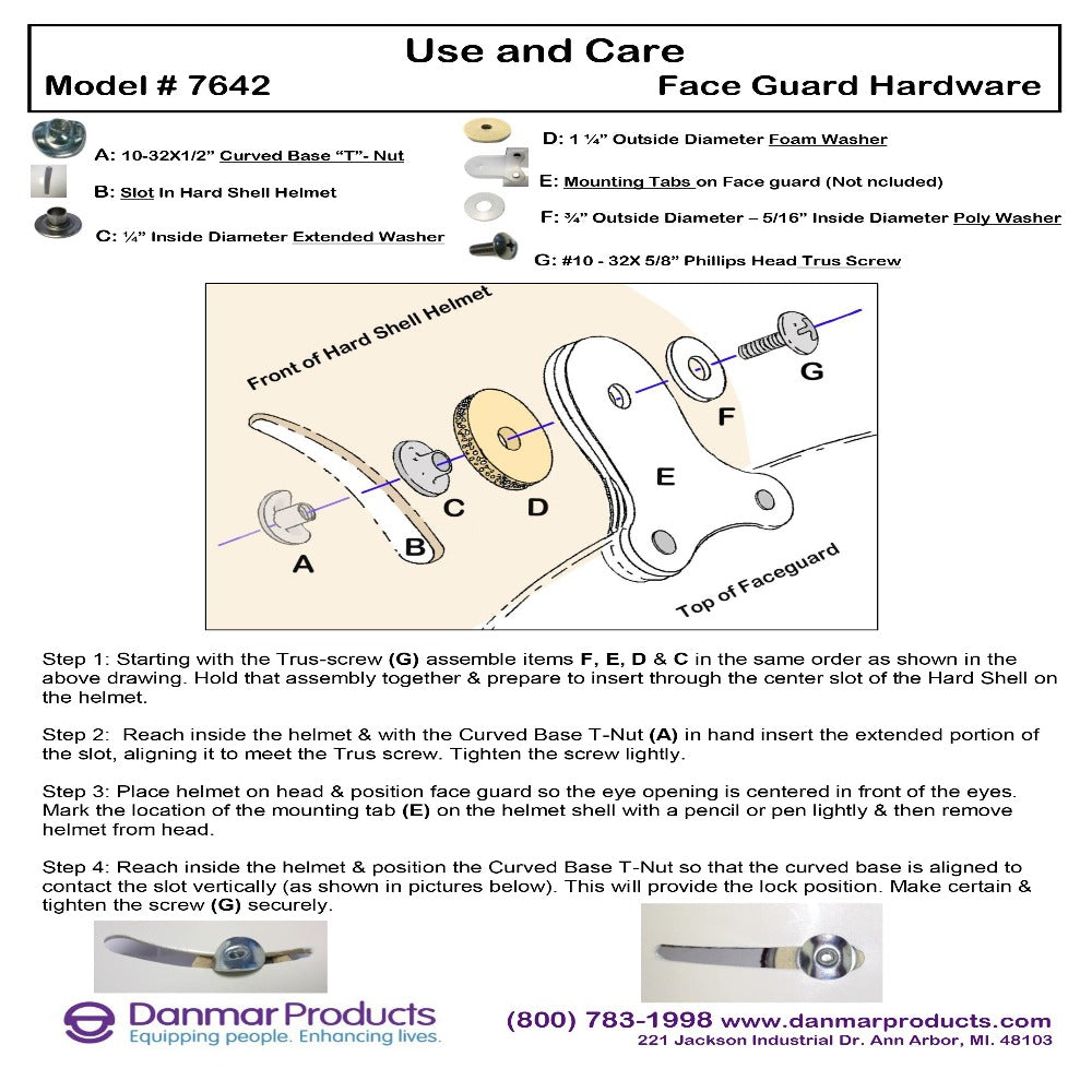 Danmar Products 7642 Face Guard Replacement Hardware Kit | High-Impact Safety Fasteners