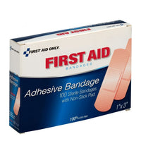 First Aid Only 1" x 3" Plastic Bandages, 100 Per Box(Pack of 100)