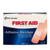 First Aid Only 1" x 3" Plastic Bandages, 100 Per Box(Pack of 100)