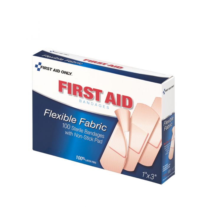 First Aid Only 1" x 3" Flexible Fabric Bandages | Superior Adhesion for Industrial Wound Care