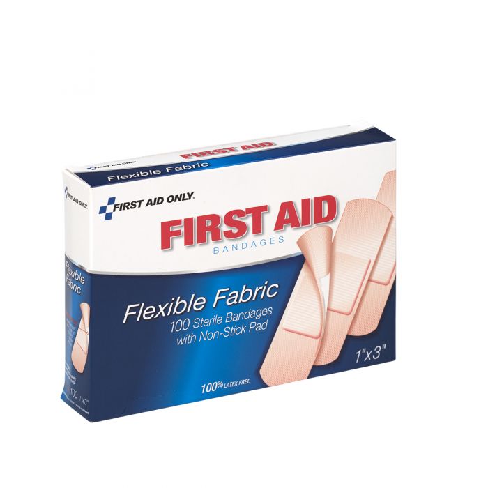 First Aid Only 1" x 3" Flexible Fabric Bandages | Superior Adhesion for Industrial Wound Care