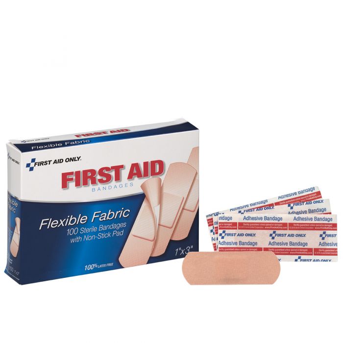 First Aid Only 1" x 3" Flexible Fabric Bandages | Superior Adhesion for Industrial Wound Care