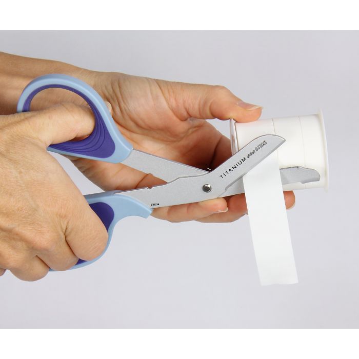 First Aid Only 7" Non-Stick Titanium-Bonded Bent Bandage Shears, Blue