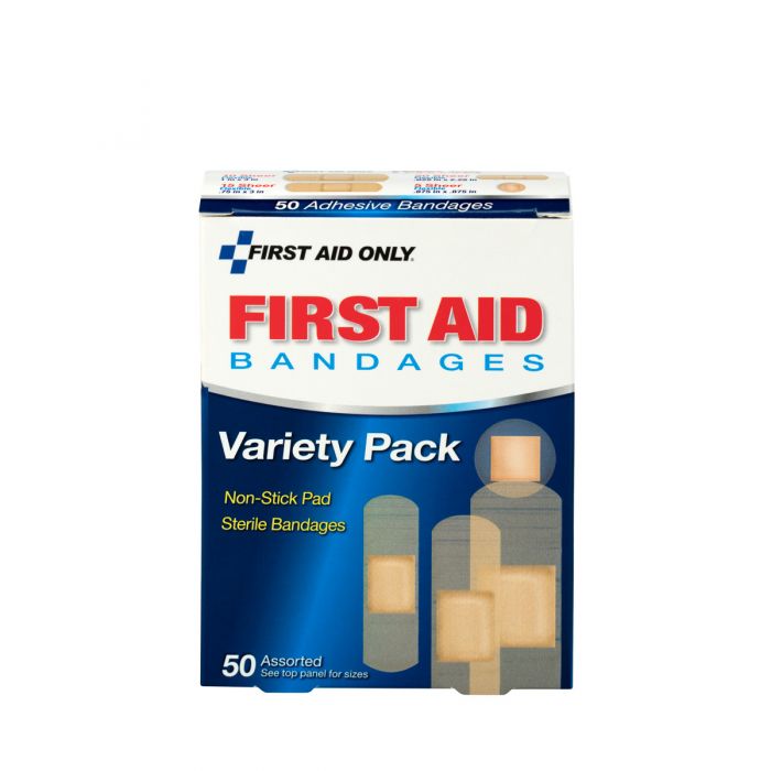 First Aid Only Assorted Sheer Adhesive Bandages | Discreet Lightweight Wound Protection, 50 Per Box