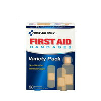 First Aid Only Sheer Strips Bandages Assorted Sizes, 50 Per Box(Pack of 100)