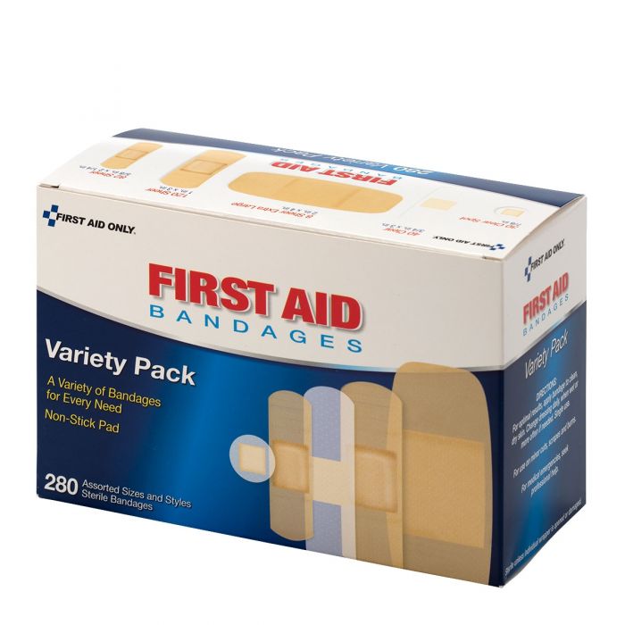 First Aid Only Sheer & Clear Adhesive Bandage Variety Pack | 280-Count High-Capacity Assortment, 280 Per Box