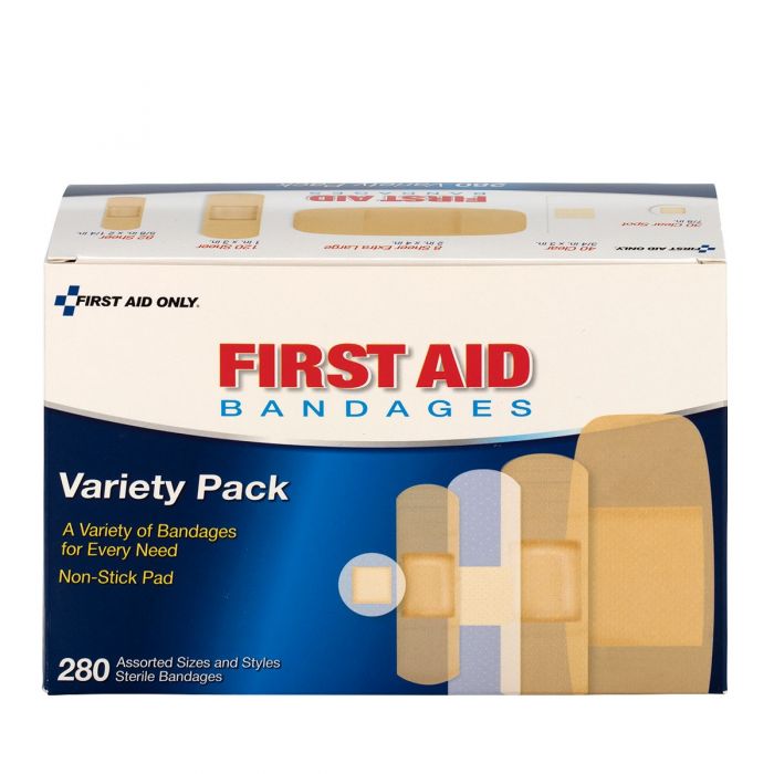 First Aid Only Sheer & Clear Adhesive Bandage Variety Pack | 280-Count High-Capacity Assortment, 280 Per Box
