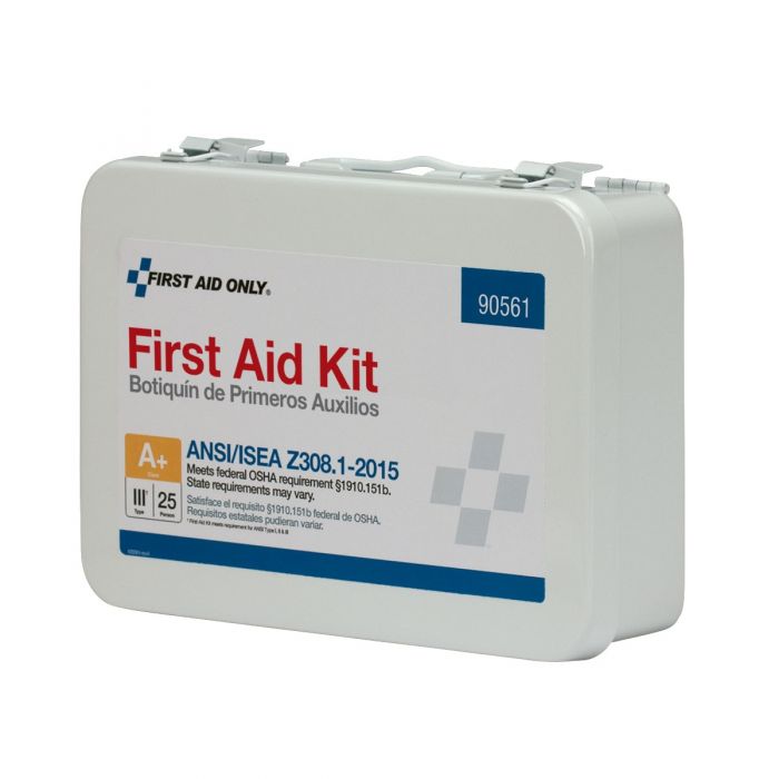 First Aid Only 25 Person Metal Kit ANSI A+ Type III Regulatory Compliance with Custom Logo