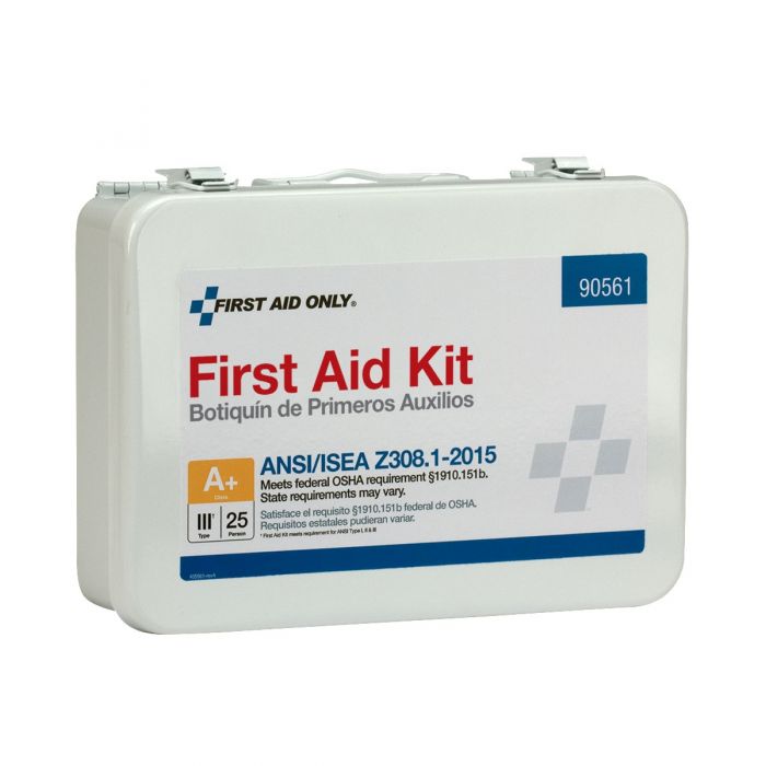 First Aid Only 25 Person Metal Kit ANSI A+ Type III Regulatory Compliance with Custom Logo