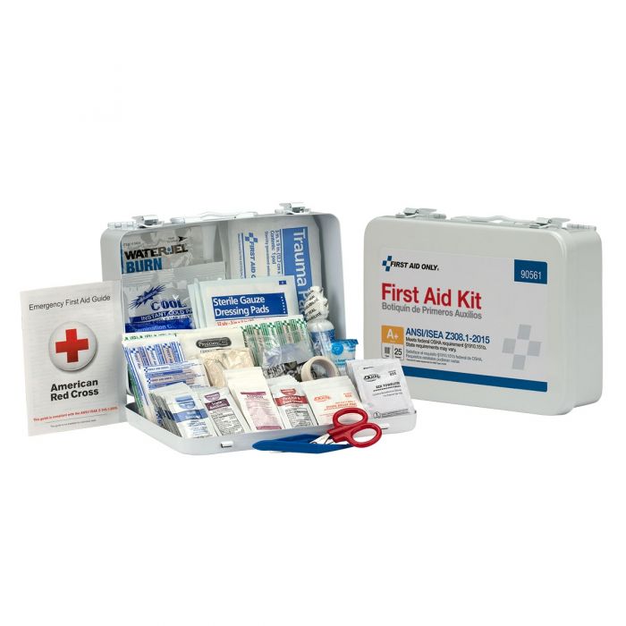 First Aid Only 25 Person Metal Kit ANSI A+ Type III Regulatory Compliance with Custom Logo
