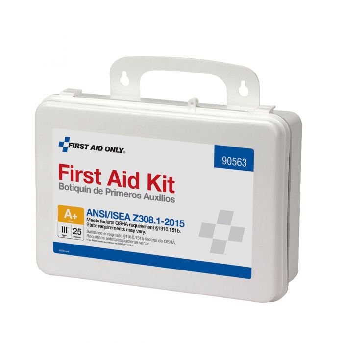 First Aid Only 25 Person Bulk Plastic ANSI A+, Type III First Aid Kit with Custom Logo