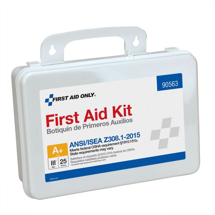 First Aid Only 25 Person Bulk Plastic ANSI A+, Type III First Aid Kit with Custom Logo