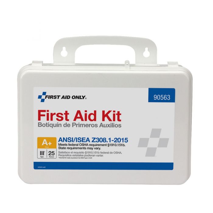 First Aid Only 25 Person Bulk Plastic ANSI A+, Type III First Aid Kit with Custom Logo