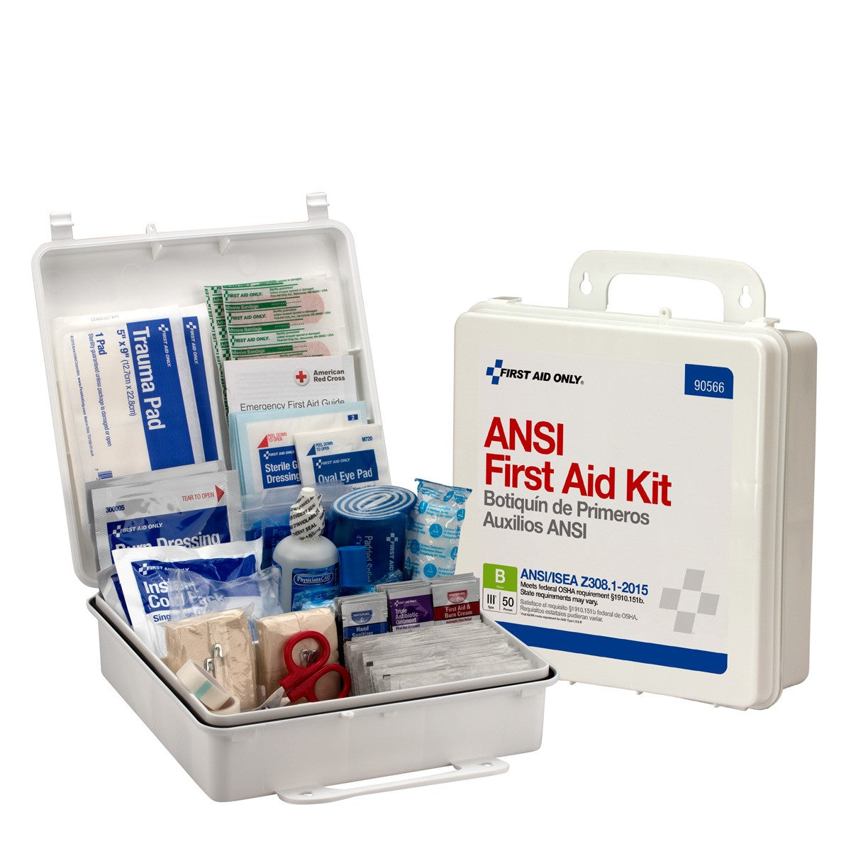 First Aid Only 50 Person Bulk First Aid Kit, ANSI B, Type III, Weatherproof Plastic Case