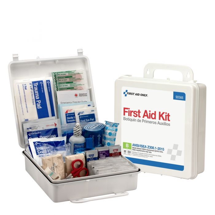 First Aid Only 50-Person Bulk Plastic First Aid Kit | ANSI B Compliance with Custom Logo