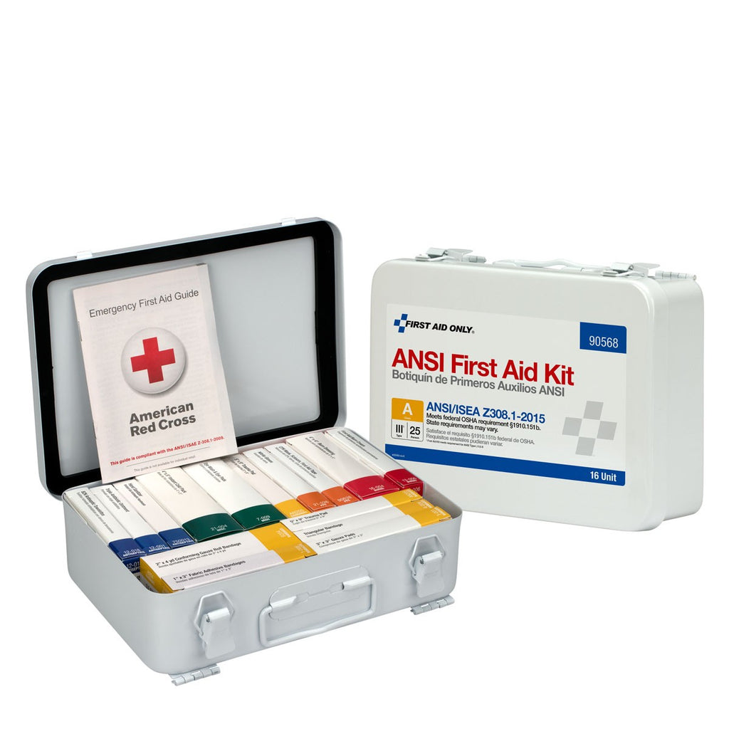 First Aid Only 25 Person 16 Unit ANSI A First Aid Kit, Weatherproof Steel Case