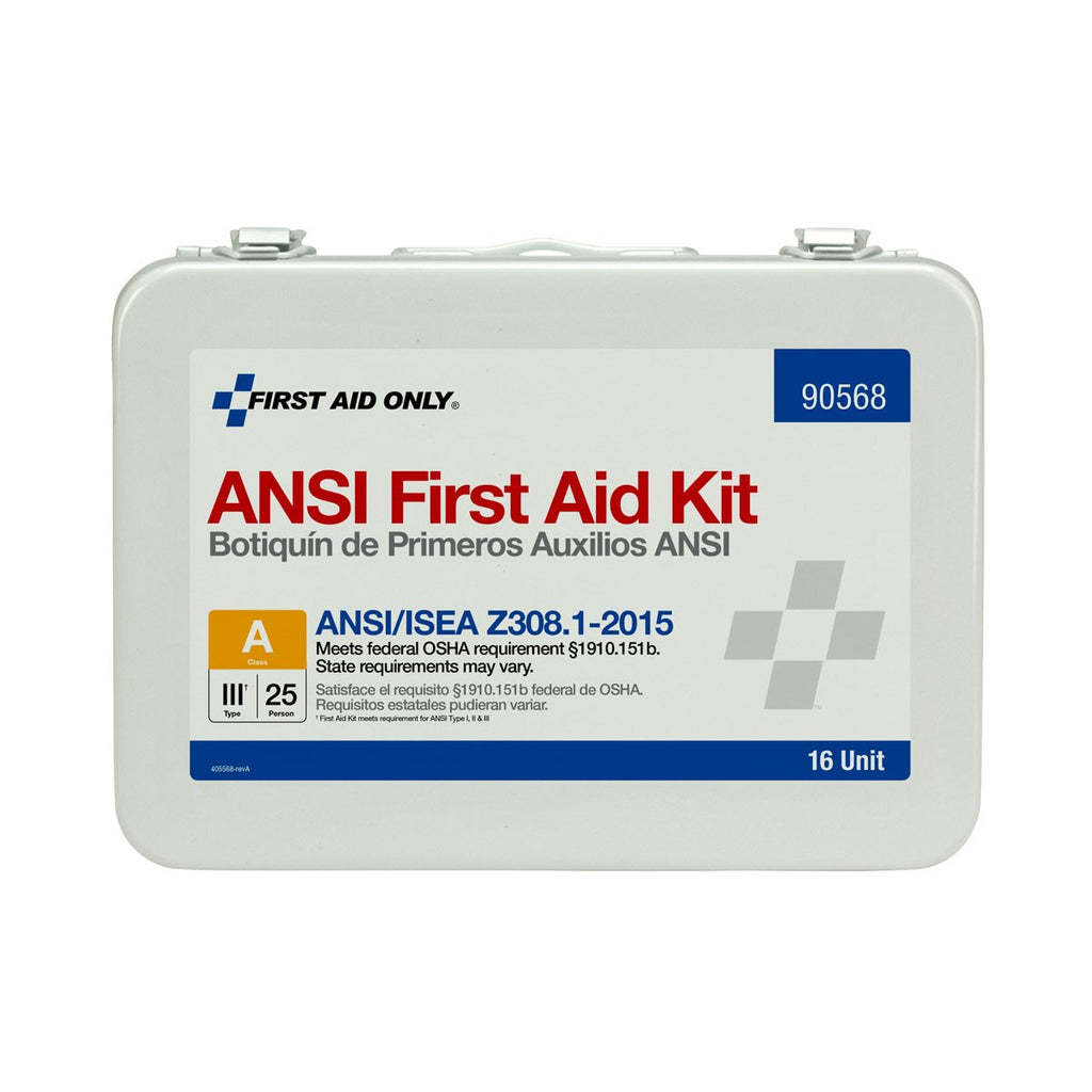 First Aid Only 25 Person 16 Unit ANSI A First Aid Kit, Weatherproof Steel Case