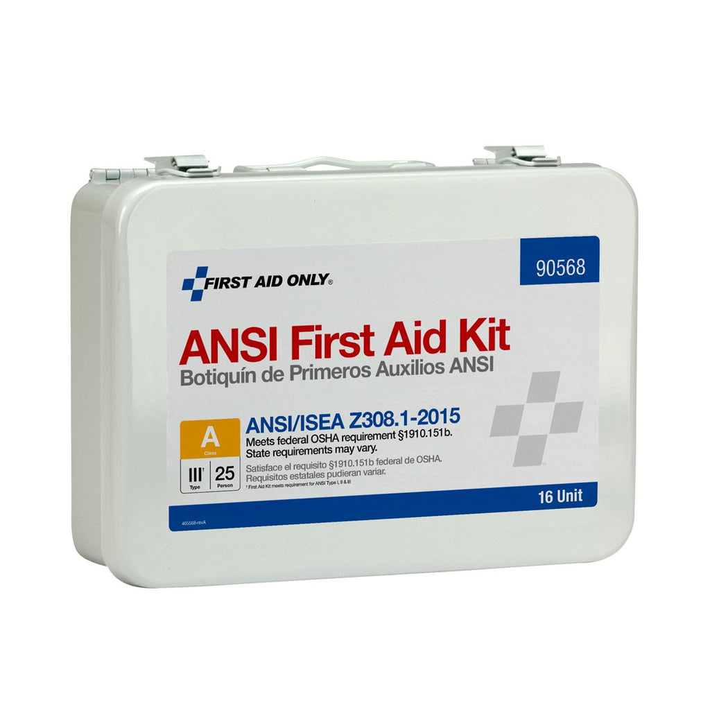 First Aid Only 25 Person 16 Unit ANSI A First Aid Kit, Weatherproof Steel Case