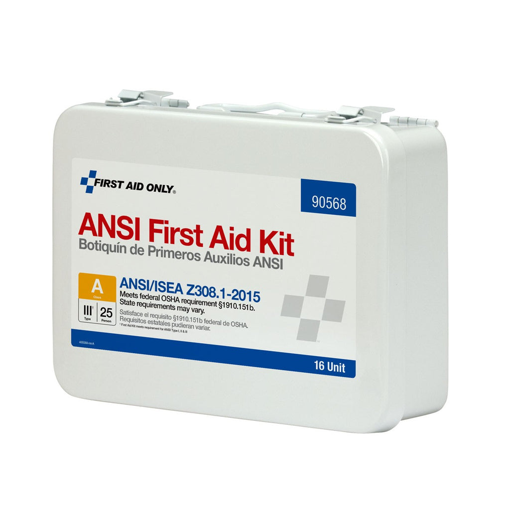 First Aid Only 25 Person 16 Unit ANSI A First Aid Kit, Weatherproof Steel Case