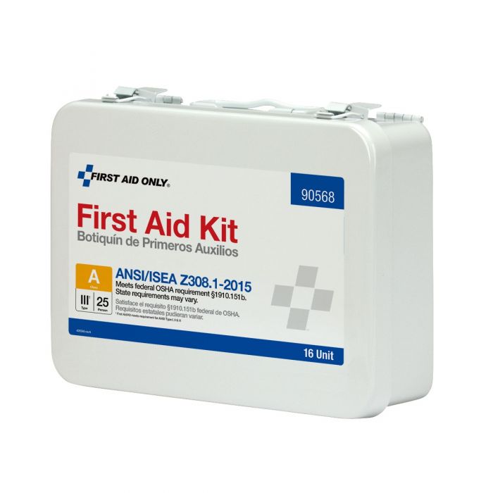 First Aid Only 16-Unit 25 Person ANSI A Weatherproof Metal First Aid Kit with Custom Logo