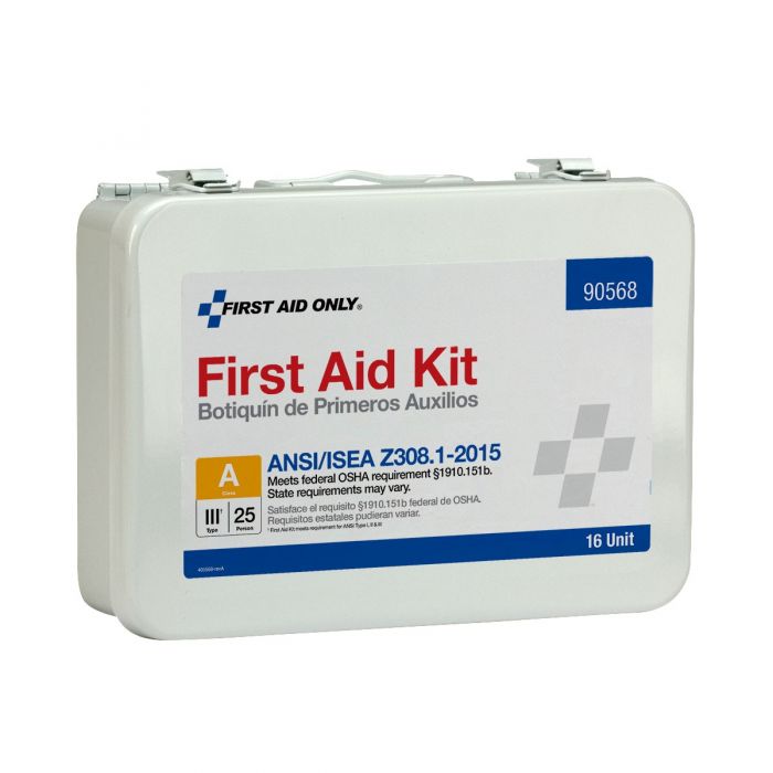 First Aid Only 16-Unit 25 Person ANSI A Weatherproof Metal First Aid Kit with Custom Logo