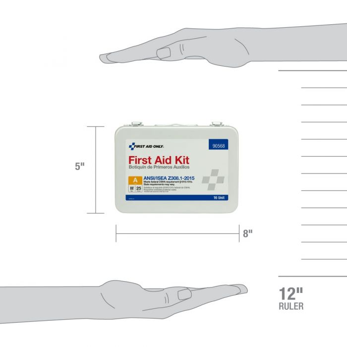 First Aid Only 16-Unit 25 Person ANSI A Weatherproof Metal First Aid Kit with Custom Logo