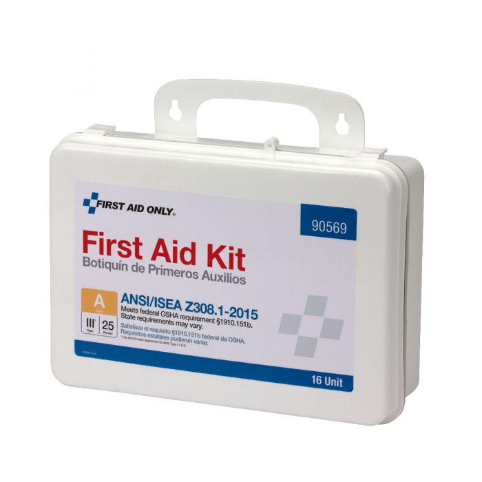 First Aid Only 16-Unit 25 Person ANSI A Weatherproof Plastic First Aid Kit with Custom Logo