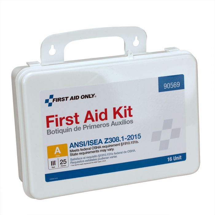 First Aid Only 16-Unit 25 Person ANSI A Weatherproof Plastic First Aid Kit with Custom Logo