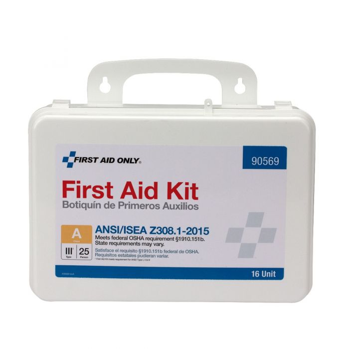 First Aid Only 16-Unit 25 Person ANSI A Weatherproof Plastic First Aid Kit with Custom Logo