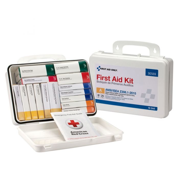 First Aid Only 16-Unit 25 Person ANSI A Weatherproof Plastic First Aid Kit with Custom Logo