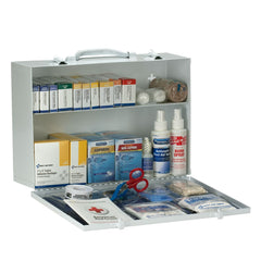 First Aid Only 75 Person 2 Shelf First Aid Metal Cabinet, ANSI A+, Type I and II, with Medications