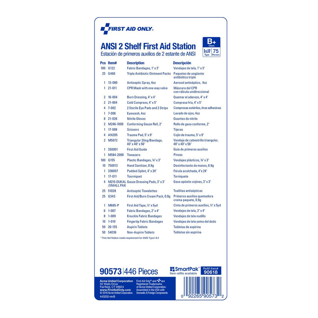 First Aid Only 75 Person 2 Shelf First Aid Metal Cabinet, ANSI B+ Compliant with Medications