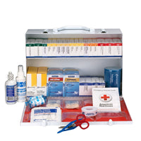 First Aid Only 75 Person 2 Shelf First Aid Metal Cabinet, ANSI B+, Type I and II, with Medications