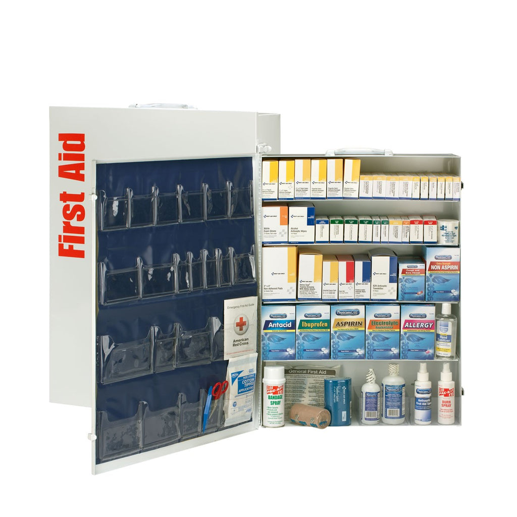 First Aid Only 200-Person 5-Shelf Metal Cabinet | ANSI B+ Industrial Compliance with Medications