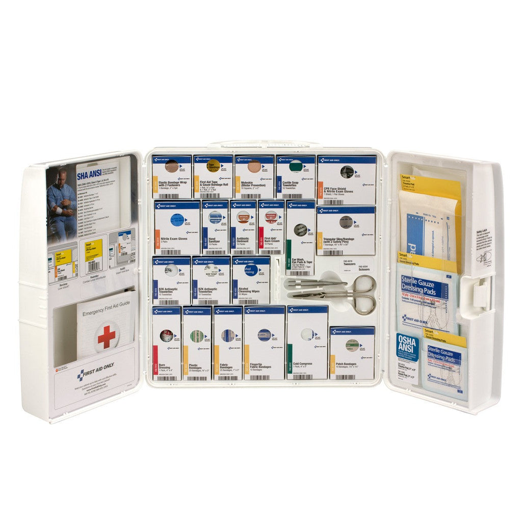 First Aid Only 50-Person Large Plastic SmartCompliance First Aid Cabinet with Custom Logo | Medication-Free