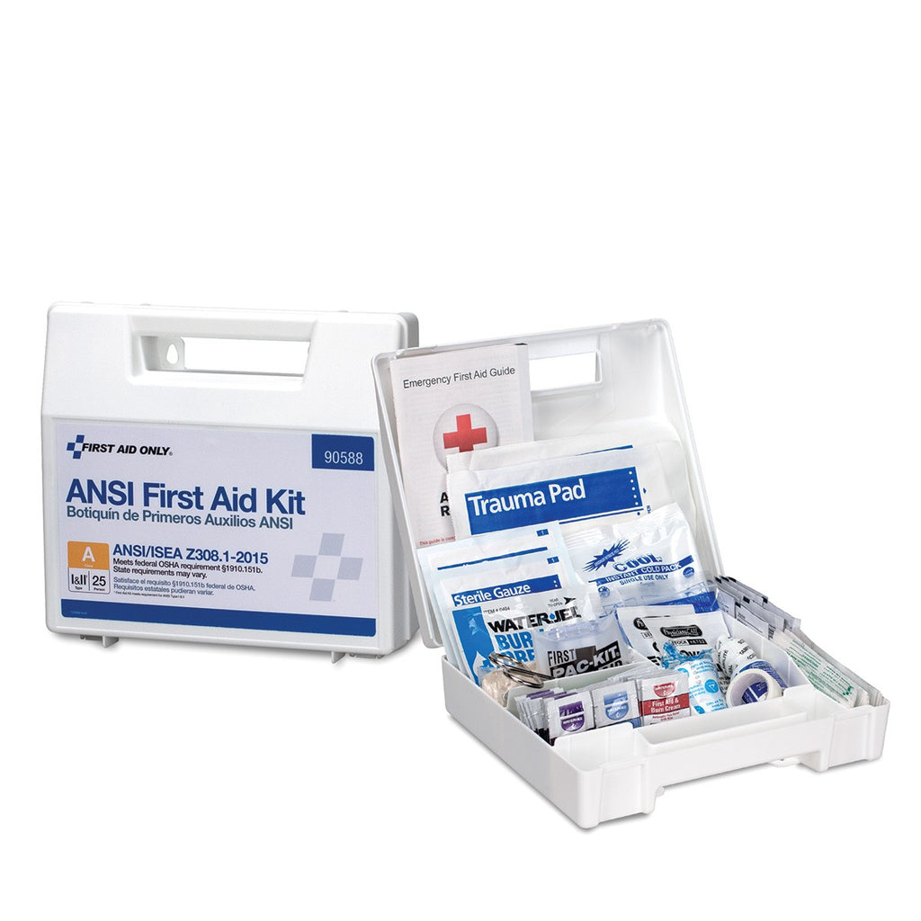 First Aid Only 25 Person Bulk Plastic ANSI A First Aid Kit with Dividers