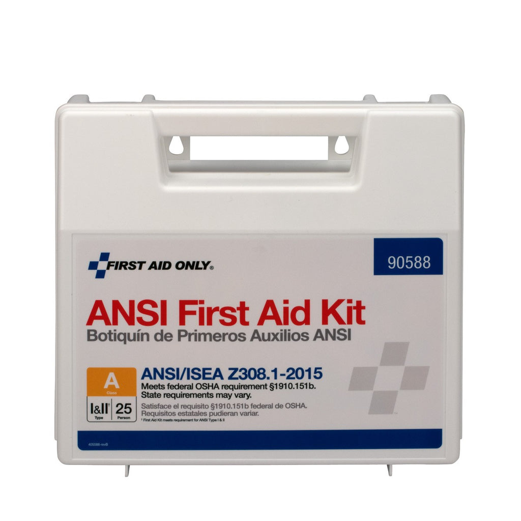 First Aid Only 25 Person Bulk Plastic ANSI A First Aid Kit with Dividers