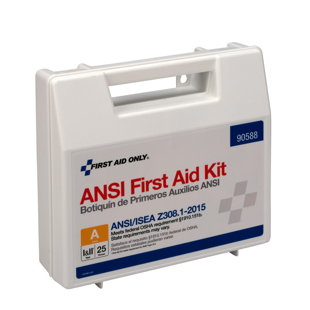 First Aid Only 25 Person Bulk Plastic ANSI A First Aid Kit with Dividers