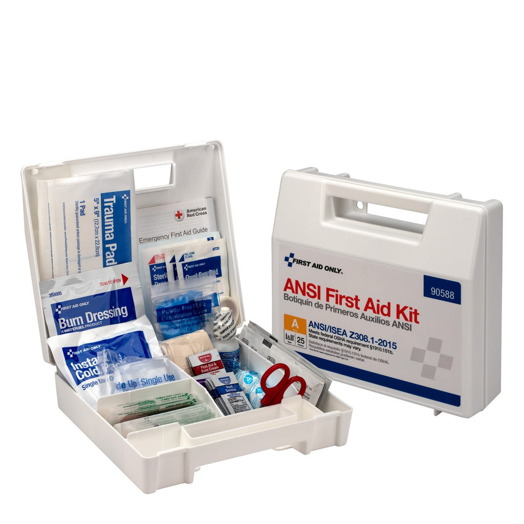 First Aid Only 25 Person Bulk Plastic ANSI A First Aid Kit with Dividers
