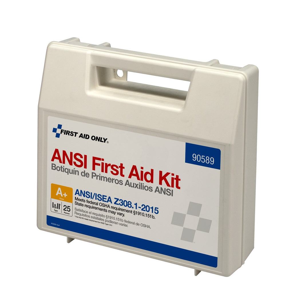 First Aid Only 25 Person Bulk Plastic First Aid Kit, ANSI A+, Type I and II
