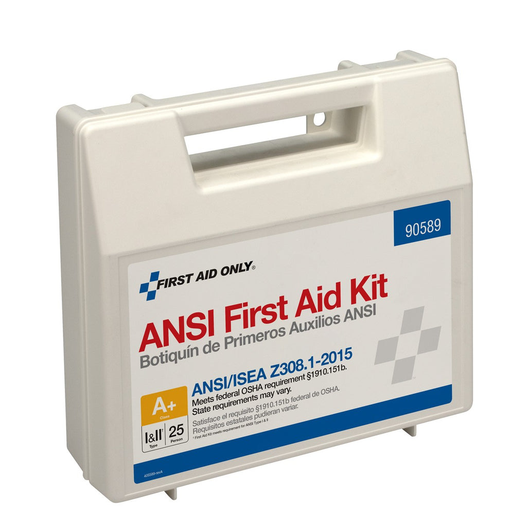 First Aid Only 25 Person Bulk Plastic First Aid Kit, ANSI A+, Type I and II