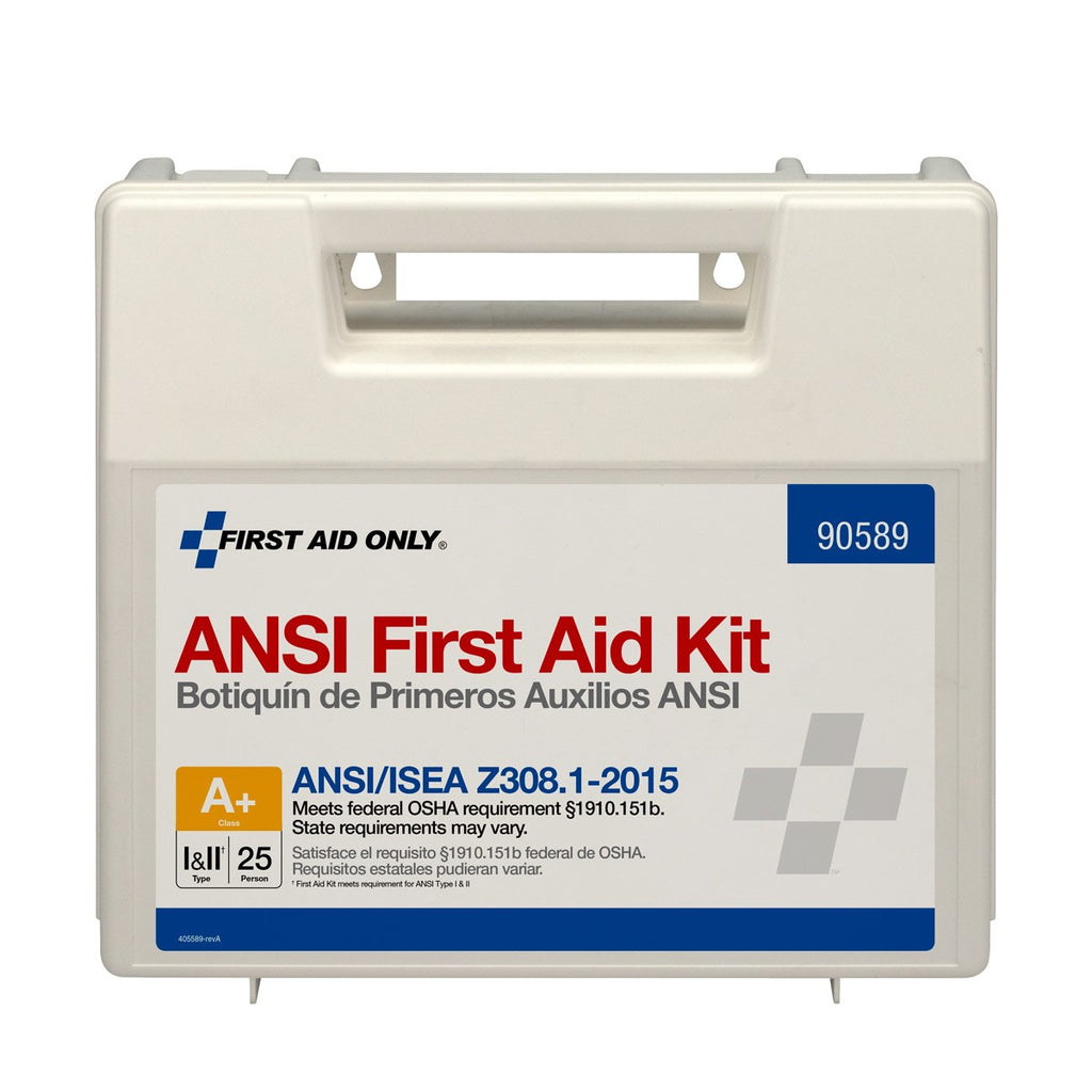 First Aid Only 25 Person Bulk Plastic First Aid Kit, ANSI A+, Type I and II