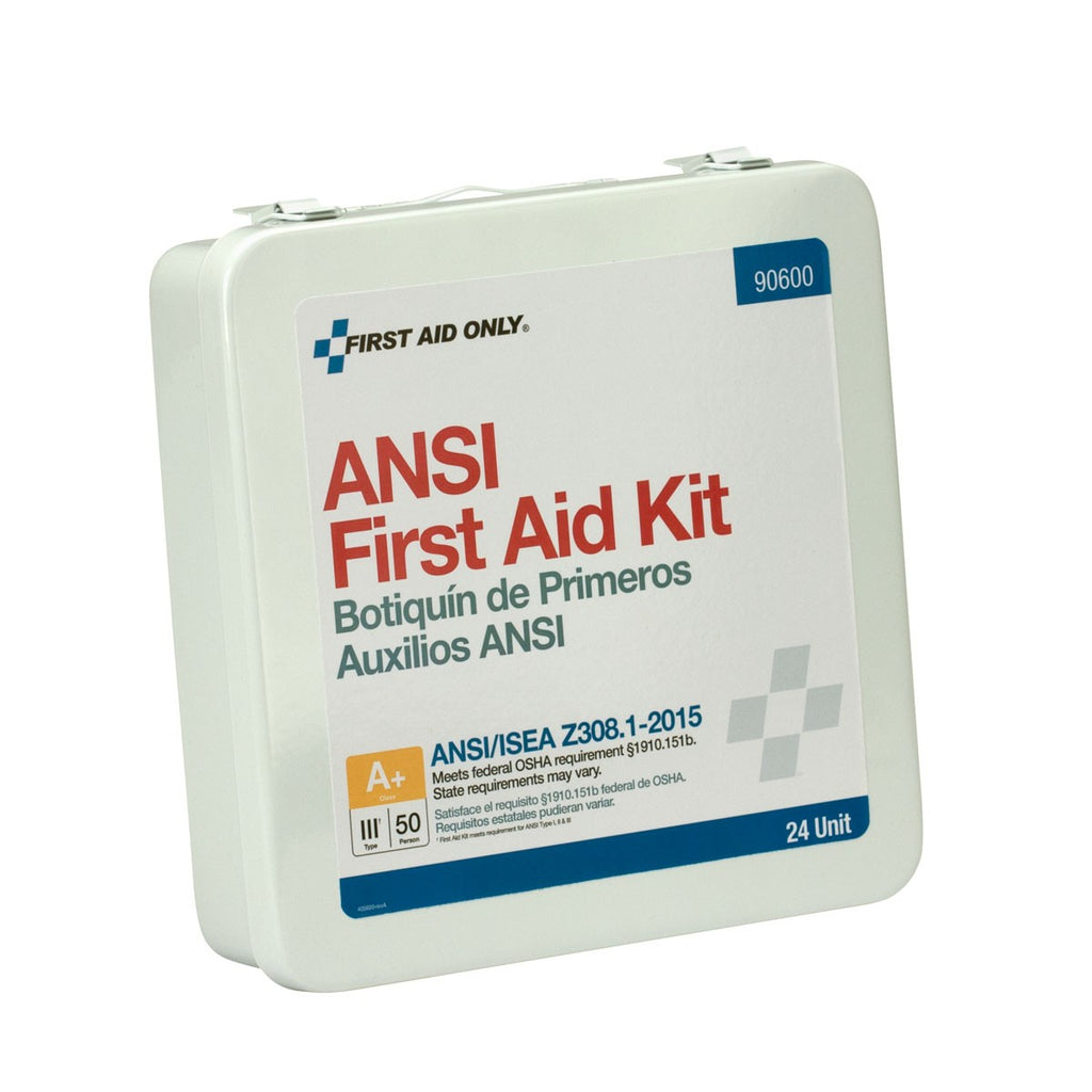 First Aid Only 50 Person 24 Unit First Aid Kit, Metal, Weatherproof, ANSI A+, Type III