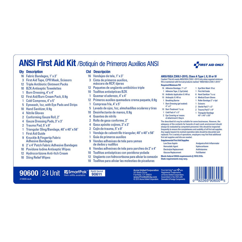 First Aid Only 50 Person 24 Unit First Aid Kit, Metal, Weatherproof, ANSI A+, Type III