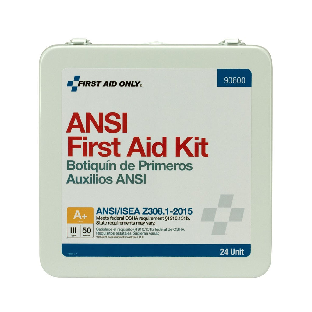 First Aid Only 50 Person 24 Unit First Aid Kit, Metal, Weatherproof, ANSI A+, Type III