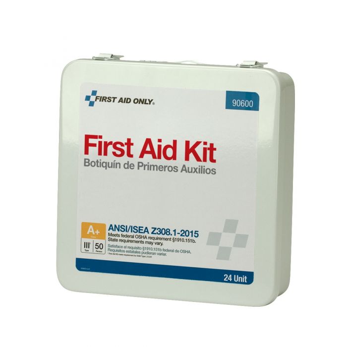 First Aid Only 24-Unit 50 Person ANSI A+, Type III Weatherproof Metal First Aid Kit with Custom Logo