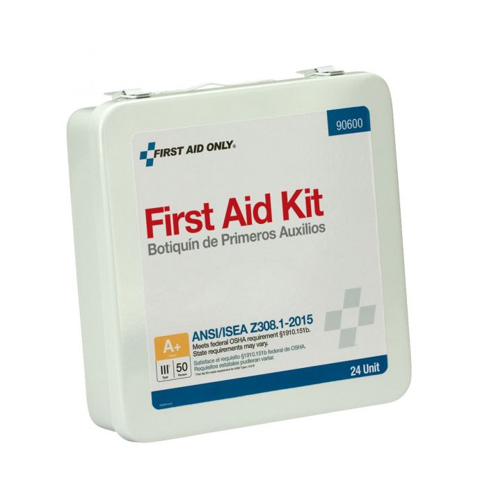 First Aid Only 24-Unit 50 Person ANSI A+, Type III Weatherproof Metal First Aid Kit with Custom Logo