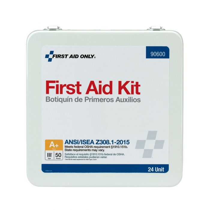 First Aid Only 24-Unit 50 Person ANSI A+, Type III Weatherproof Metal First Aid Kit with Custom Logo
