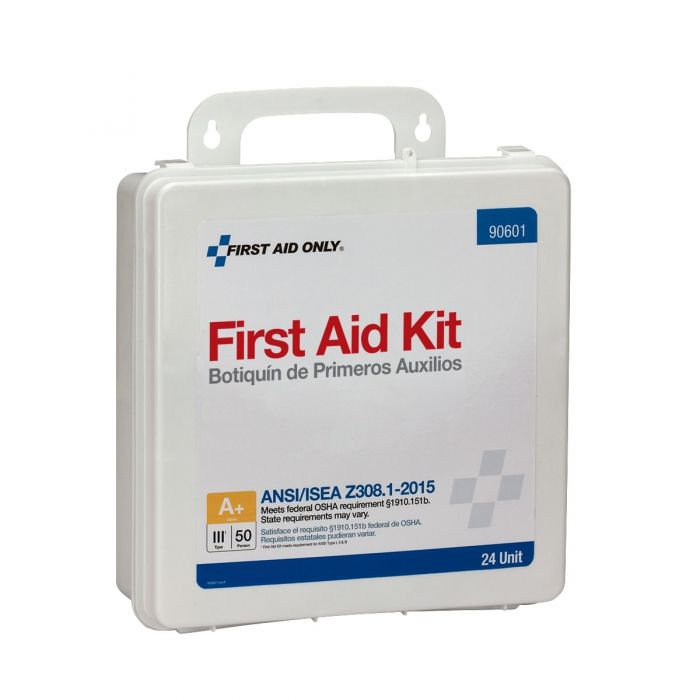 First Aid Only 24-Unit 50 Person ANSI A+, Type III Weatherproof Plastic First Aid Kit  with Custom Logo