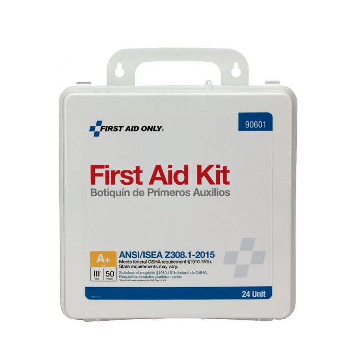First Aid Only 24-Unit 50 Person ANSI A+, Type III Weatherproof Plastic First Aid Kit  with Custom Logo